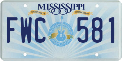 MS license plate FWC581