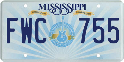 MS license plate FWC755