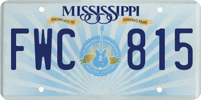 MS license plate FWC815