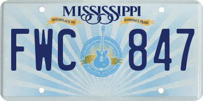 MS license plate FWC847