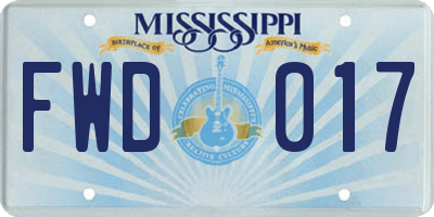 MS license plate FWD017