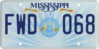MS license plate FWD068