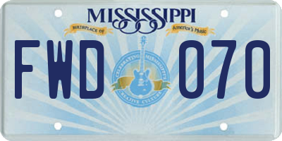 MS license plate FWD070