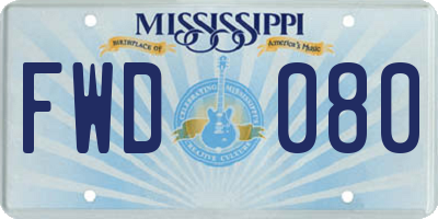 MS license plate FWD080