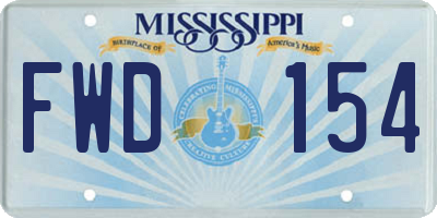MS license plate FWD154