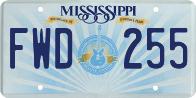 MS license plate FWD255