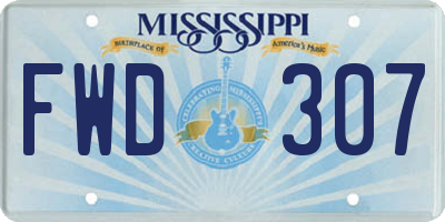 MS license plate FWD307