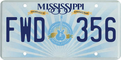 MS license plate FWD356