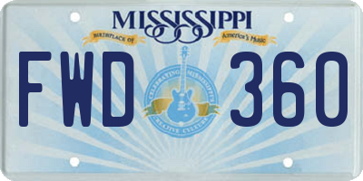 MS license plate FWD360