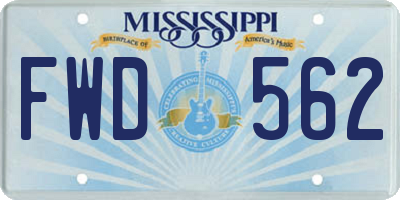 MS license plate FWD562