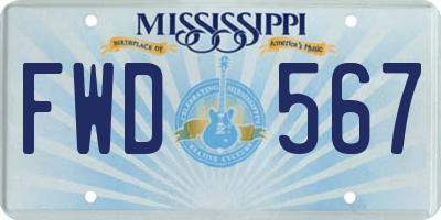 MS license plate FWD567