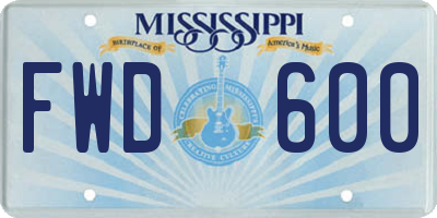 MS license plate FWD600