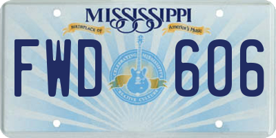 MS license plate FWD606