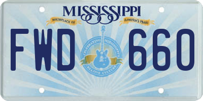 MS license plate FWD660
