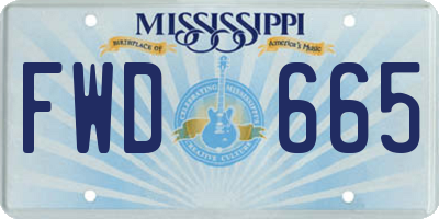 MS license plate FWD665