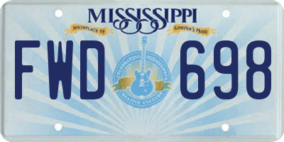 MS license plate FWD698