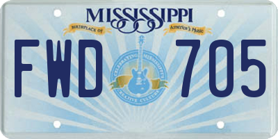 MS license plate FWD705