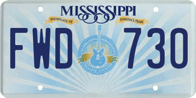 MS license plate FWD730