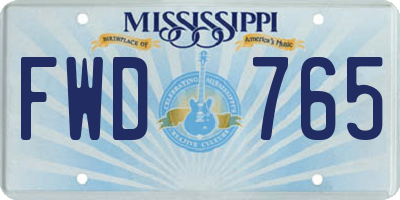 MS license plate FWD765