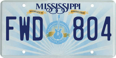 MS license plate FWD804