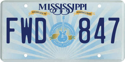 MS license plate FWD847