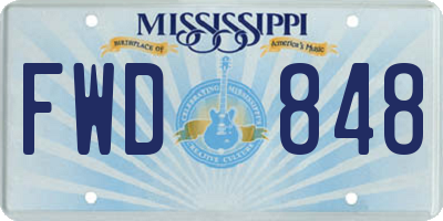 MS license plate FWD848