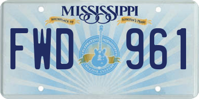 MS license plate FWD961