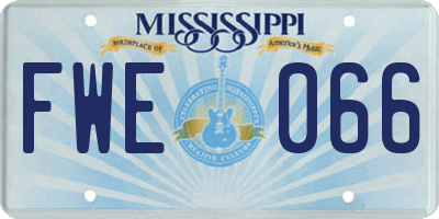 MS license plate FWE066