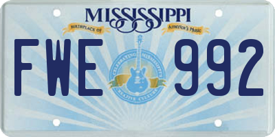 MS license plate FWE992