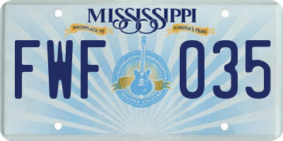 MS license plate FWF035