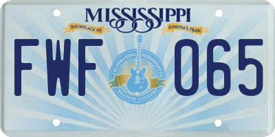 MS license plate FWF065
