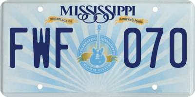 MS license plate FWF070