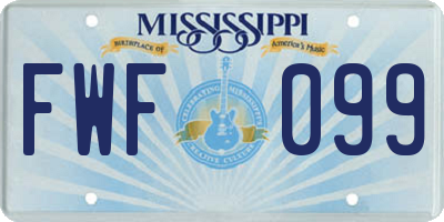 MS license plate FWF099