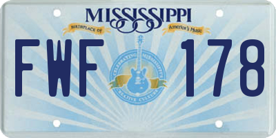 MS license plate FWF178