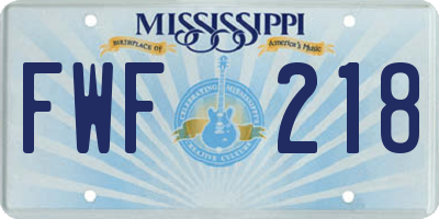 MS license plate FWF218