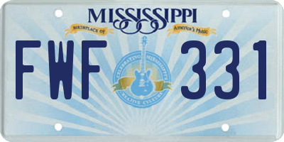 MS license plate FWF331