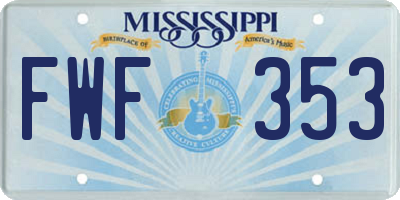MS license plate FWF353