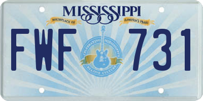 MS license plate FWF731
