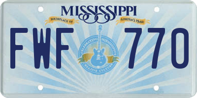 MS license plate FWF770