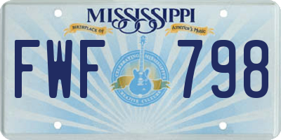 MS license plate FWF798