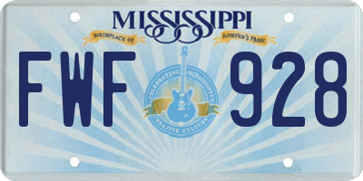 MS license plate FWF928