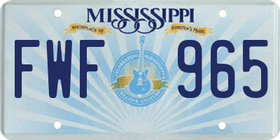 MS license plate FWF965
