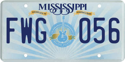 MS license plate FWG056