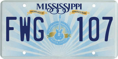 MS license plate FWG107