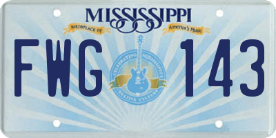 MS license plate FWG143