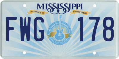 MS license plate FWG178