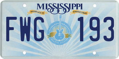 MS license plate FWG193