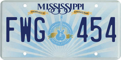 MS license plate FWG454