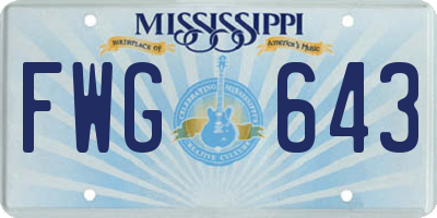 MS license plate FWG643