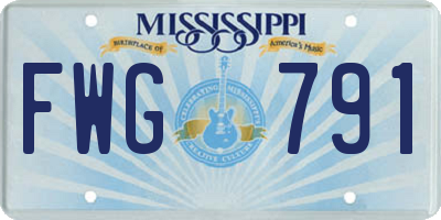MS license plate FWG791